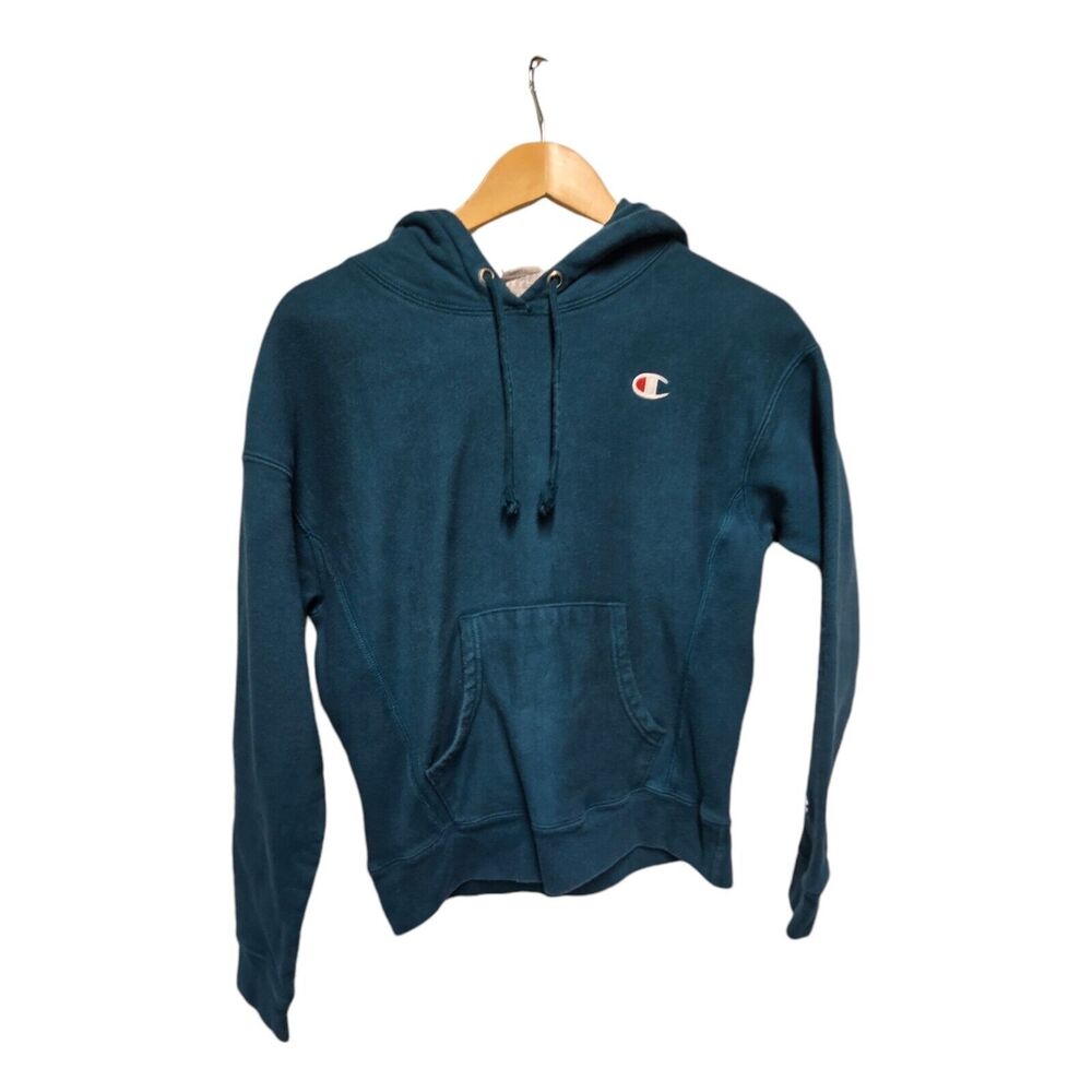Champion Teal Hoodie Reverse Weave